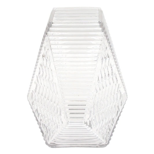 Small Transparent Diamond-Shape Glass Vase | Clear Mini Geometric Décor - Habitt