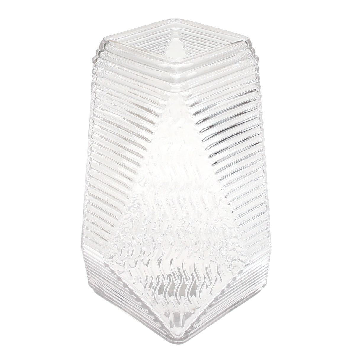 Small Transparent Diamond-Shape Glass Vase | Clear Mini Geometric Décor - Habitt