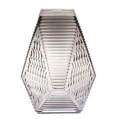 Grey Diamond-Shape Glass Vase | Modern Smoky Geometric Home Décor - Habitt