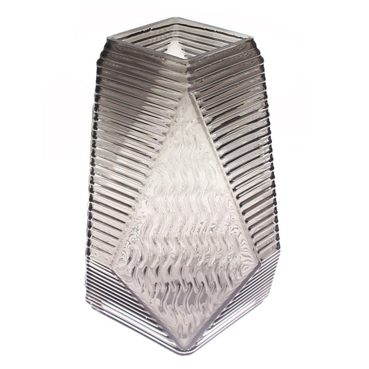 Grey Diamond-Shape Glass Vase | Modern Smoky Geometric Home Décor - Habitt