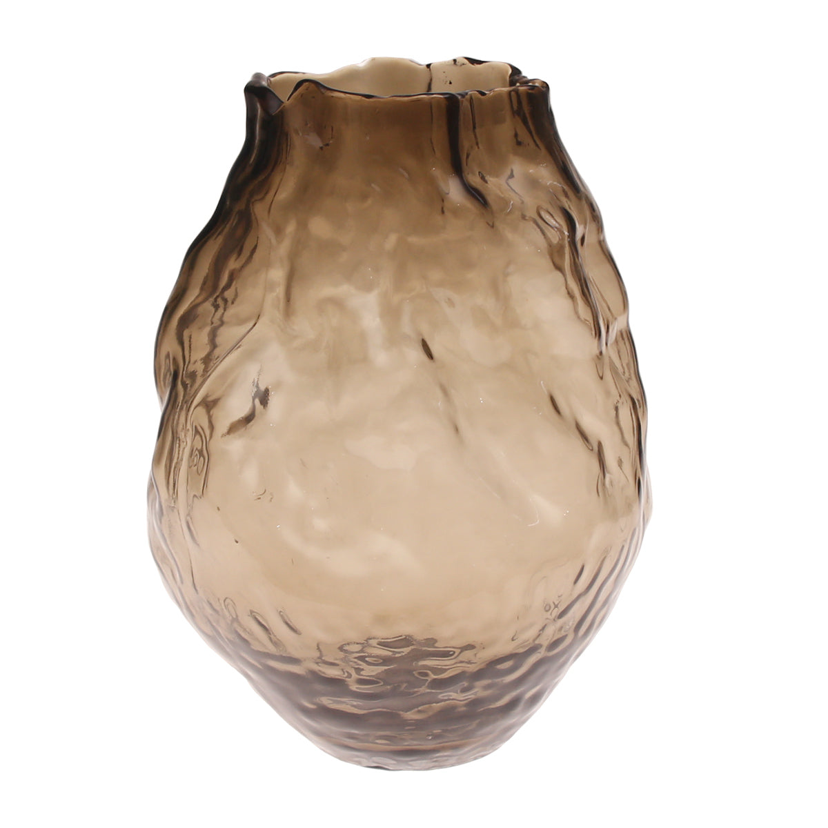 Smoky Brown Glass Vase | Elegant Amber-Tinted Geometric Décor Piece - Habitt