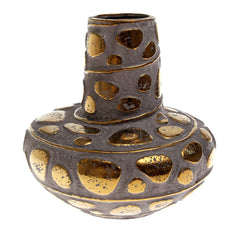 Grey & Gold Pebble Ceramic Vase | Luxury Home Décor Pakistan | Modern Table Accent - Habitt