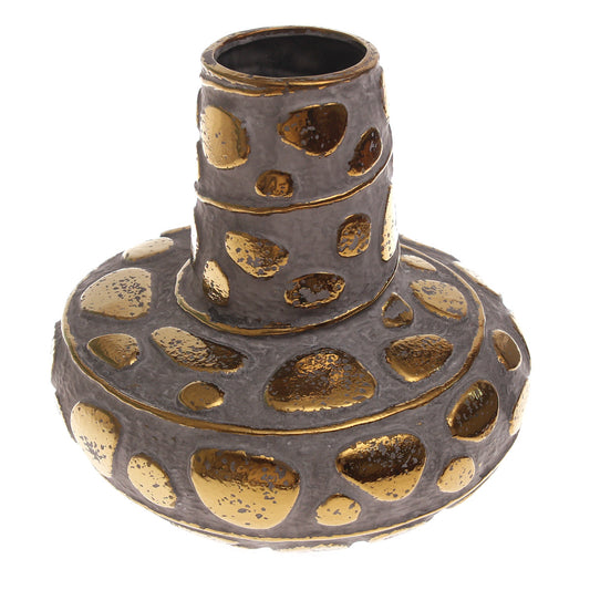 Grey & Gold Pebble Ceramic Vase | Luxury Home Décor Pakistan | Modern Table Accent - Habitt