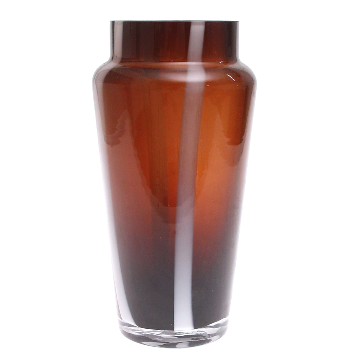 Brown Glass Vase with White Stripes M | Modern Home Décor Pakistan | Stylish Table Accent - Habitt