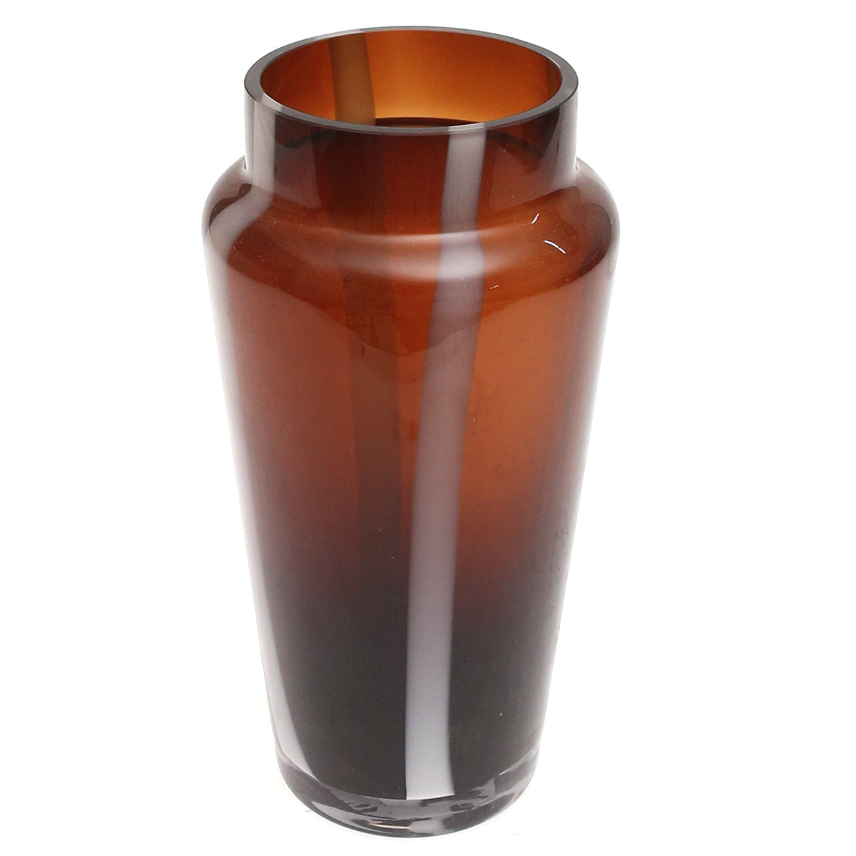 Brown Glass Vase with White Stripes M | Modern Home Décor Pakistan | Stylish Table Accent - Habitt