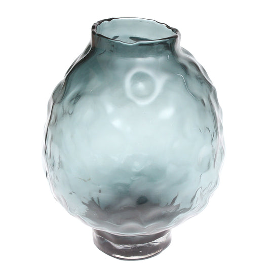 Green Textured Glass Vase L | Modern Home Décor Pakistan | Stylish Large Accent - Habitt