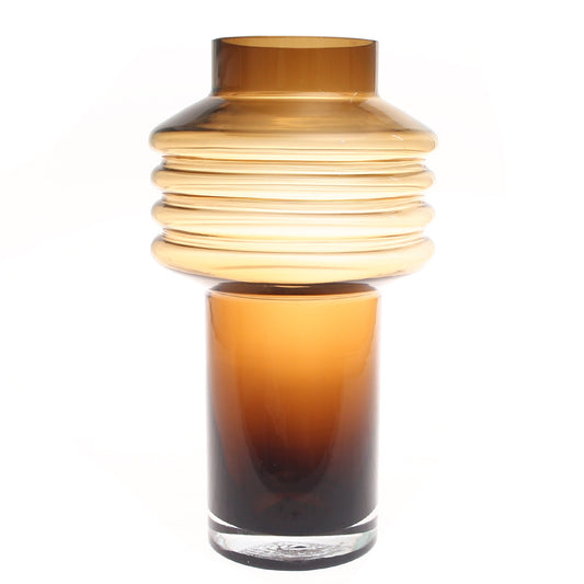 Light & Dark Brown Glass Vase L | Modern Gradient Décor Pakistan | Stylish Large Accent - Habitt