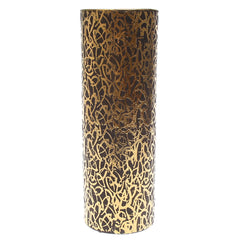 Cylinder Vase Grey &amp; Golden Pattern | Luxury Decorative Vase Pakistan | Modern Metallic Home Décor - Habitt