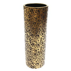 Cylinder Vase Grey &amp; Golden Pattern | Luxury Decorative Vase Pakistan | Modern Metallic Home Décor - Habitt