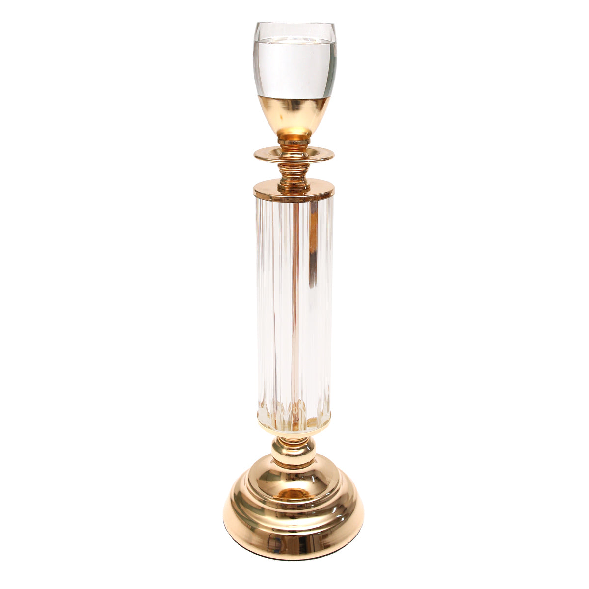 Dinner Candle Holder Crystal &amp; Gold L | Luxury Table Décor Pakistan | Elegant Dining Accent - Habitt