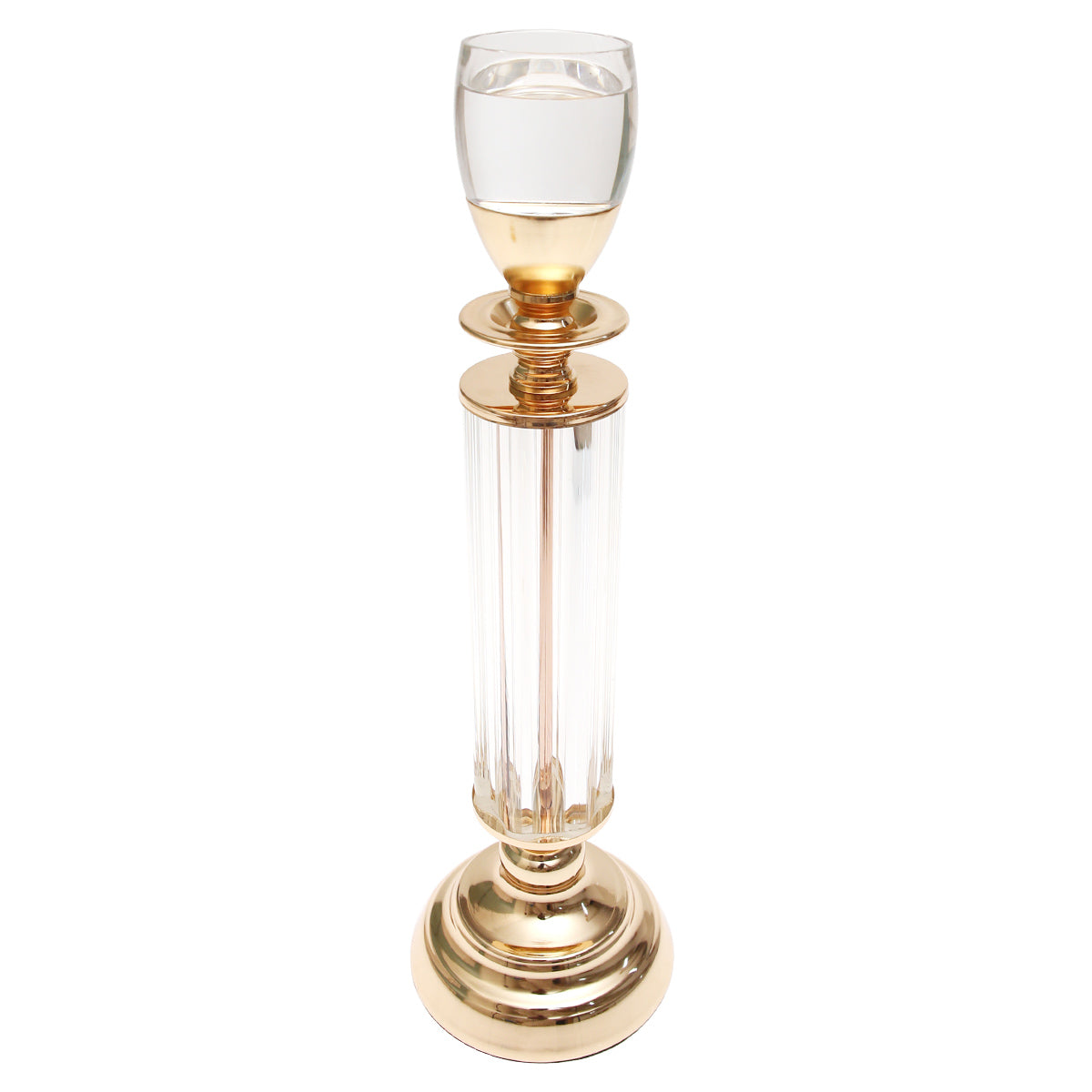 Dinner Candle Holder Crystal &amp; Gold L | Luxury Table Décor Pakistan | Elegant Dining Accent - Habitt