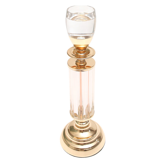 Dinner Candle Holder Crystal & Gold M| Luxury Table Décor Pakistan | Elegant Dining Accent - Habitt