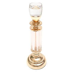 Dinner Candle Holder Crystal & Gold M| Luxury Table Décor Pakistan | Elegant Dining Accent - Habitt