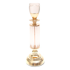 Dinner Candle Holder Crystal & Gold M| Luxury Table Décor Pakistan | Elegant Dining Accent - Habitt