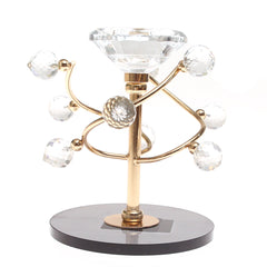 Dinner Candle Holder Crystal & Gold | Luxury Table Décor Pakistan | Elegant Decorative Candle Stand - Habitt