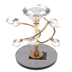 Dinner Candle Holder Crystal & Gold | Luxury Table Décor Pakistan | Elegant Decorative Candle Stand - Habitt