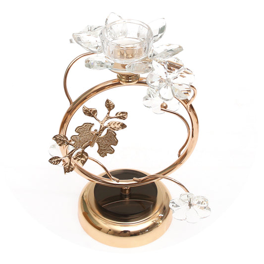 Decorative Gold Crystal Dinner Candle Holder | Luxury Table Décor Pakistan | Elegant Candle Stand - Habitt