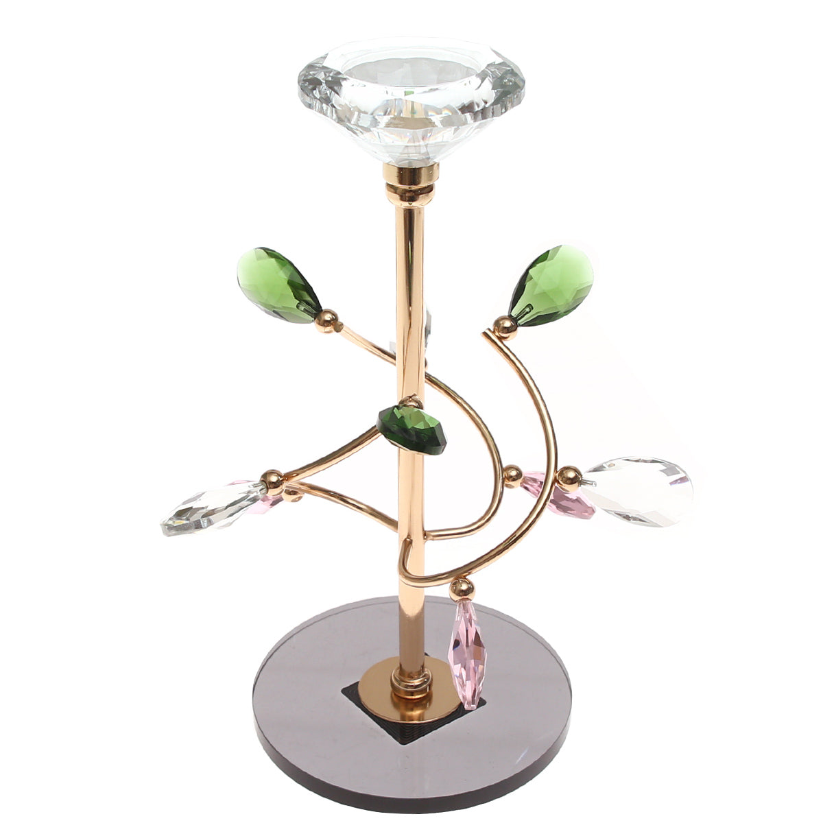 Dinner Candle Holder Gold & Crystal | Elegant Decorative Candle Stand | Home Décor Pakistan - Habitt