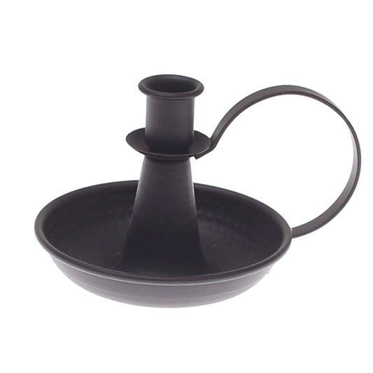 Dinner Candle Holder with Handle Black L | Vintage Metal Candle Stand | Home Décor Pakistan - Habitt
