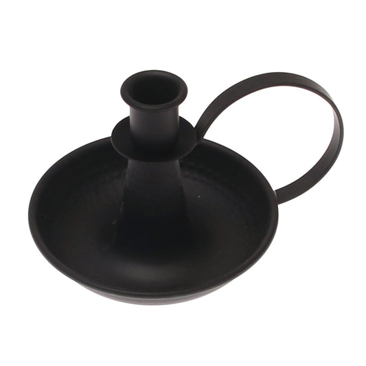 Dinner Candle Holder with Handle Black L | Vintage Metal Candle Stand | Home Décor Pakistan - Habitt