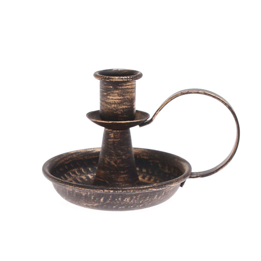 Dinner Candle Holder with Handle Copper S | Vintage Metal Candle Stand | Home Décor Pakistan - Habitt
