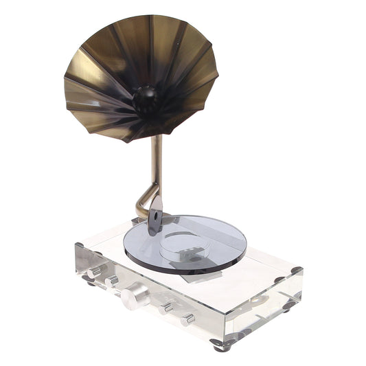 Gramophone Console Piece Crystal| Vintage Decorative Gramophone | Luxury Home Décor Pakistan - Habitt