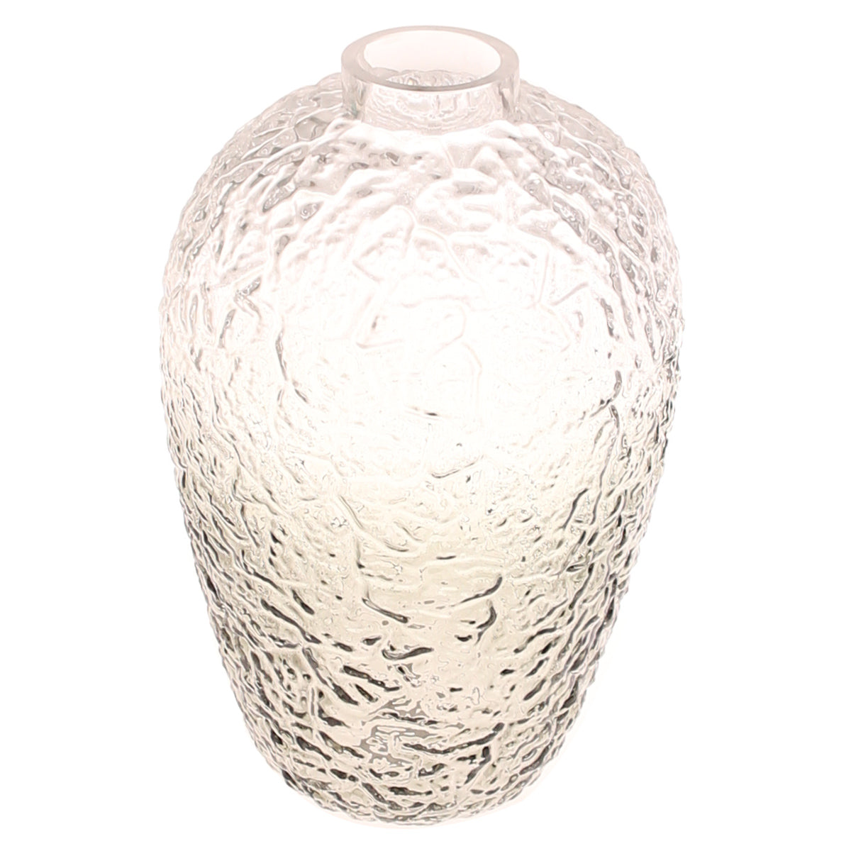 Light Grey Embossed Glass Vase - Habitt