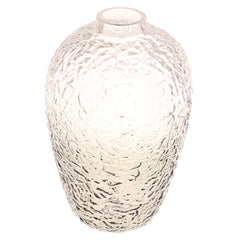 Light Grey Embossed Glass Vase - Habitt