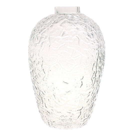 Light Grey Embossed Glass Vase - Habitt