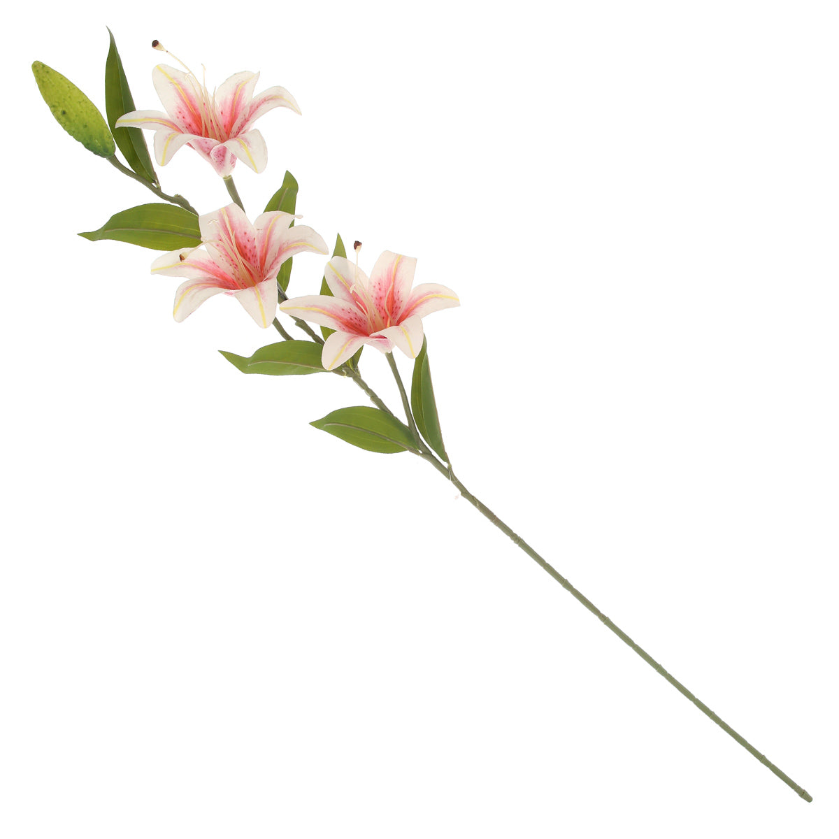 White & Pink Lily Flower Stick – Artificial Floral Stem - Habitt