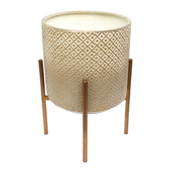 Textured Metal Planter with Golden Stand – Large - Habitt