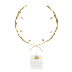 Nordic Creative Olive Leaf Centerpiece – Gold with Marble Bas - Habitt