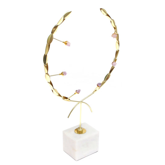 Nordic Creative Olive Leaf Centerpiece – Gold with Marble Bas - Habitt