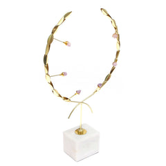 Nordic Creative Olive Leaf Centerpiece – Gold with Marble Bas - Habitt