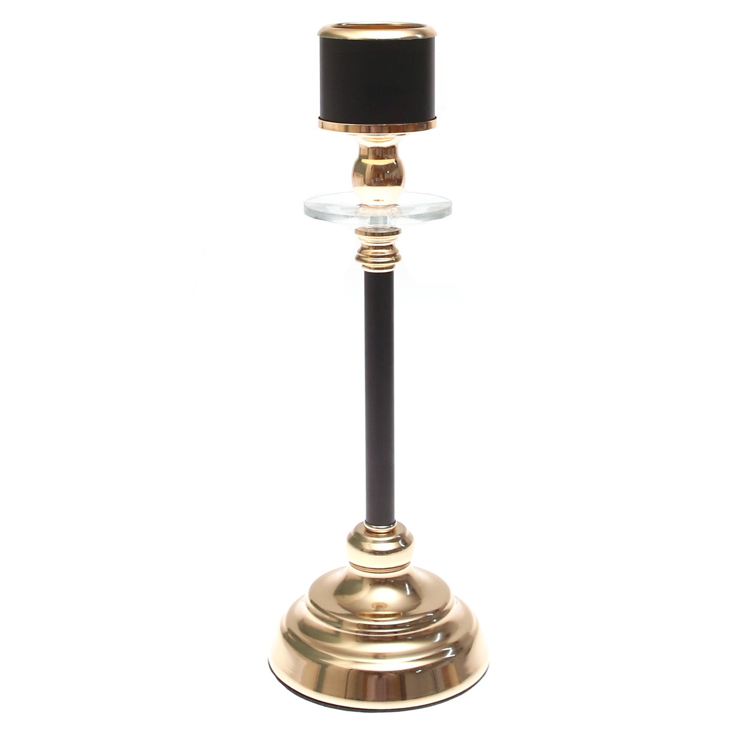 Black & Gold Pillar Candle Holder – Medium - Habitt