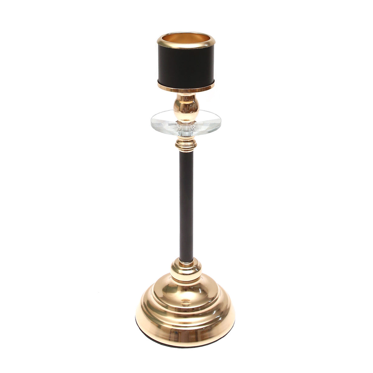 Black & Gold Pillar Candle Holder – Medium - Habitt