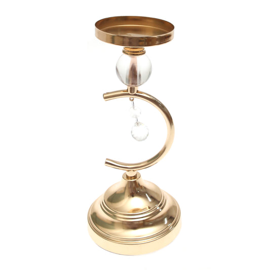 Black & Gold Pillar Candle Holder with Crystal Accents – Small - Habitt