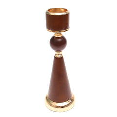 Brown Wood Pillar Candle Holder Medium - Habitt