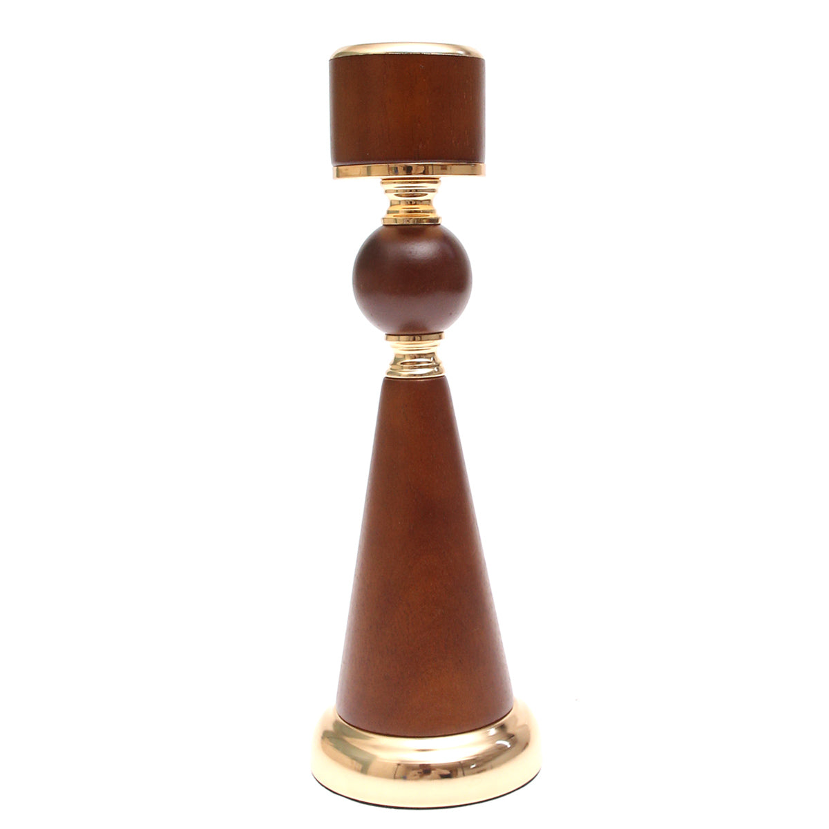 Brown Wood Pillar Candle Holder Medium - Habitt