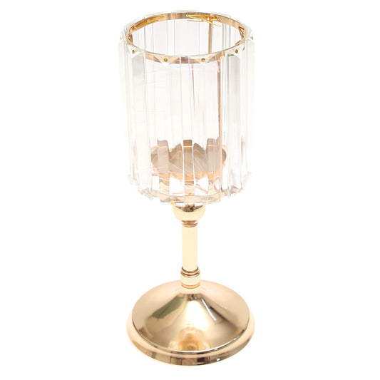 Crystal Gold Pillar Candle Holder - Habitt