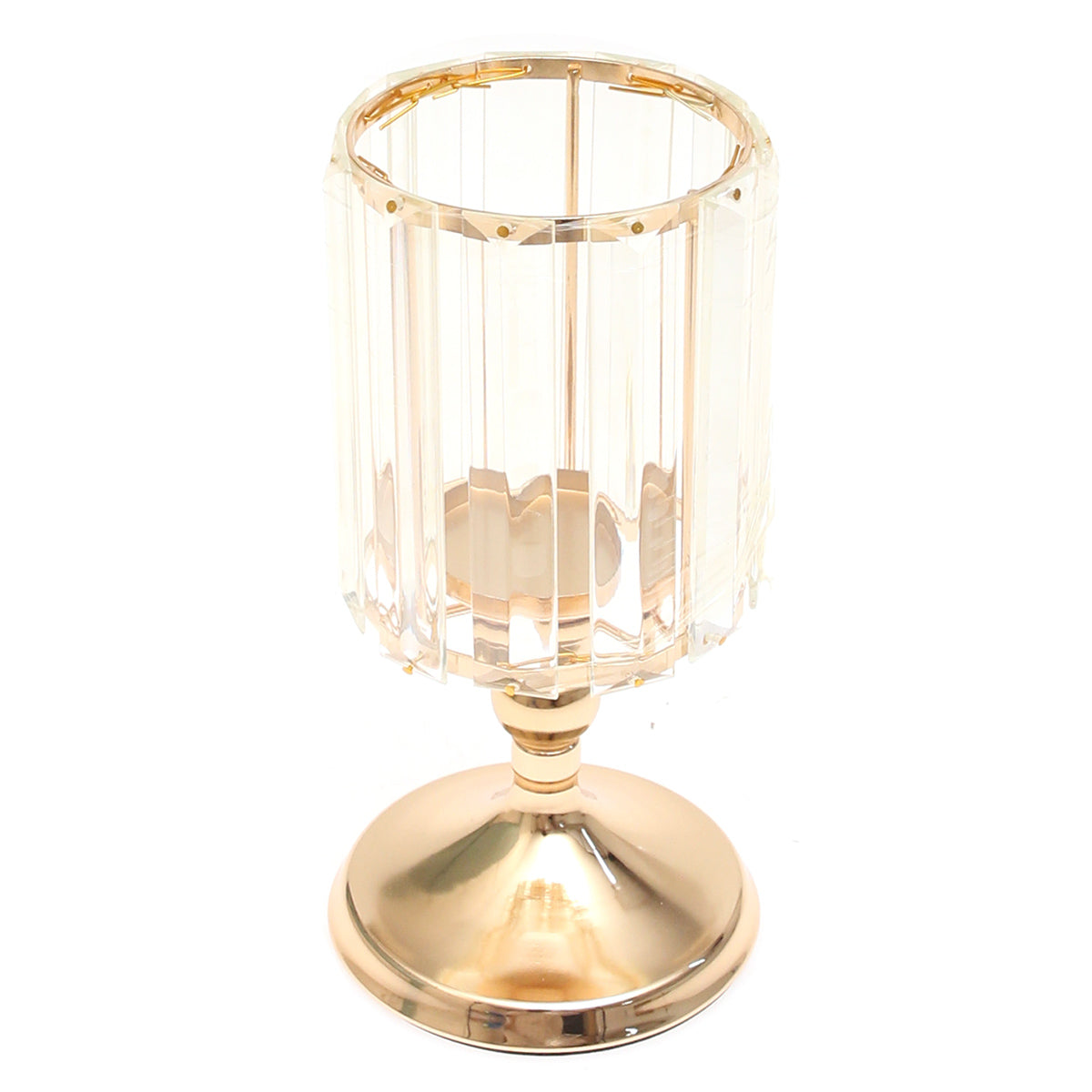 Crystal Gold Pillar Candle Holder - Habitt