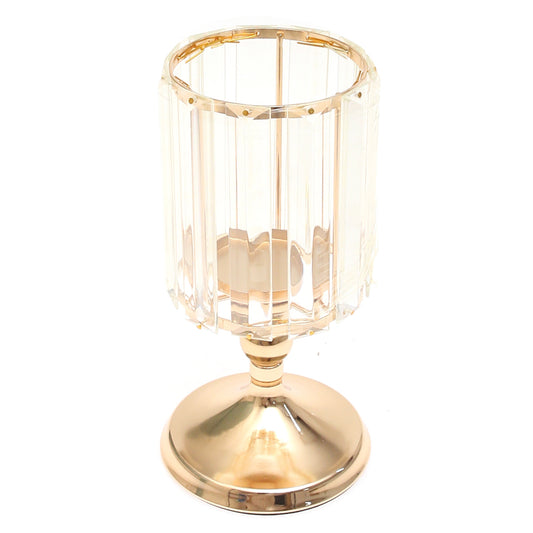 Crystal Gold Pillar Candle Holder - Habitt