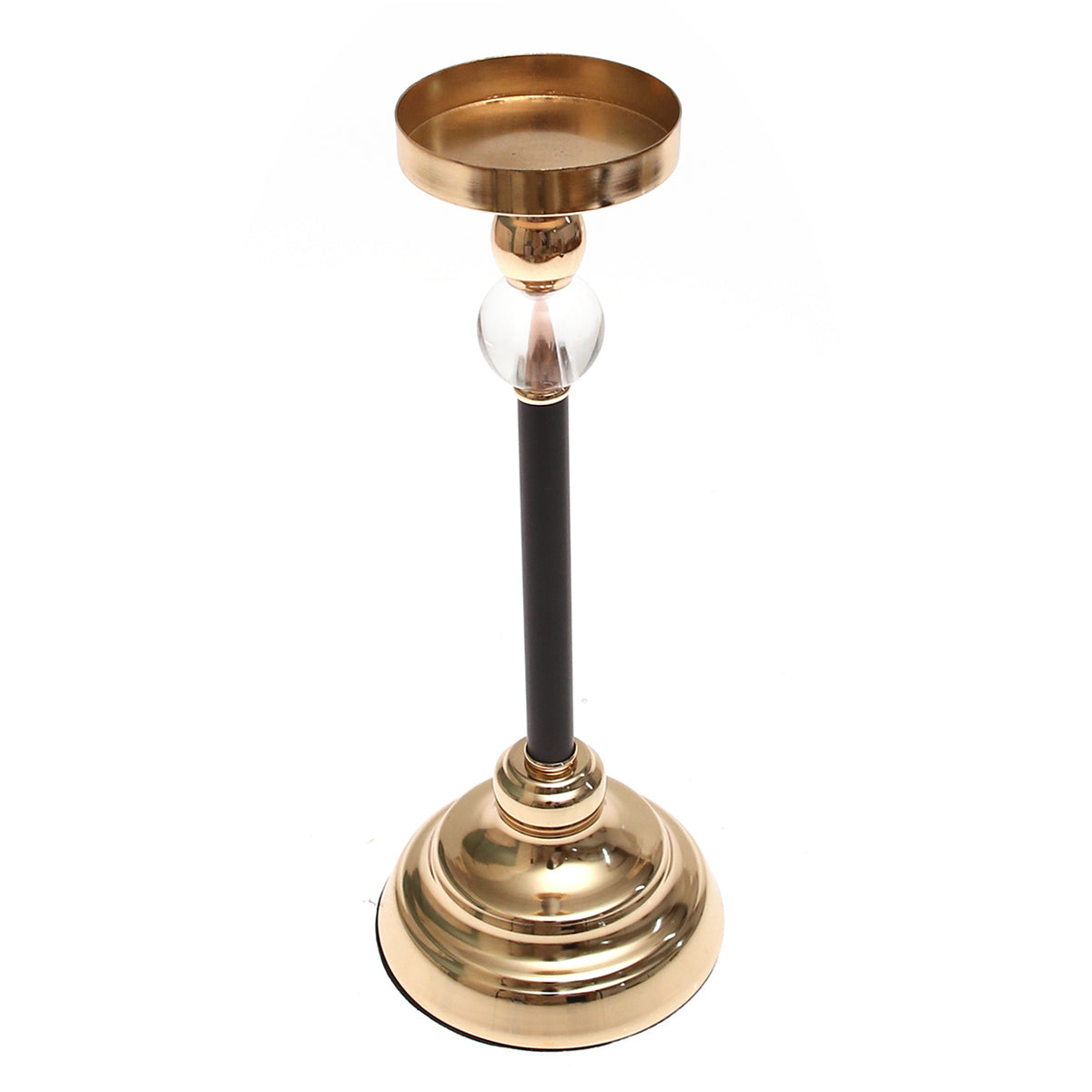 Gold & Black Pillar Candle Holder with Glass Accent - Habitt