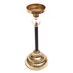 Gold & Black Pillar Candle Holder with Glass Accent - Habitt