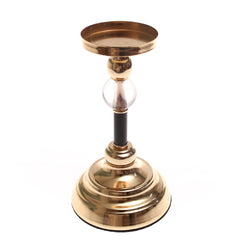 Gold & Black Pillar Candle Holder with Glass Accent - Habitt