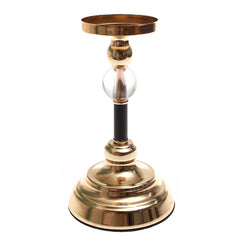 Gold & Black Pillar Candle Holder with Glass Accent - Habitt