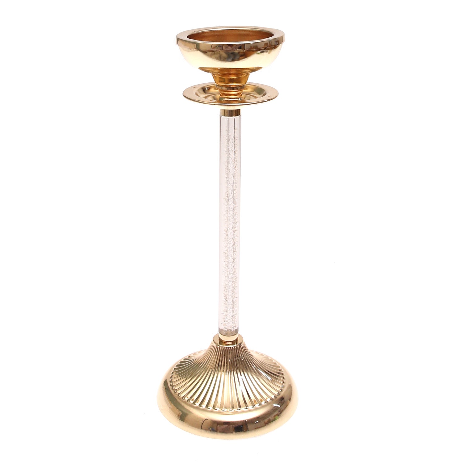 Golden Crystal Pillar Candle Holder – Large - Habitt