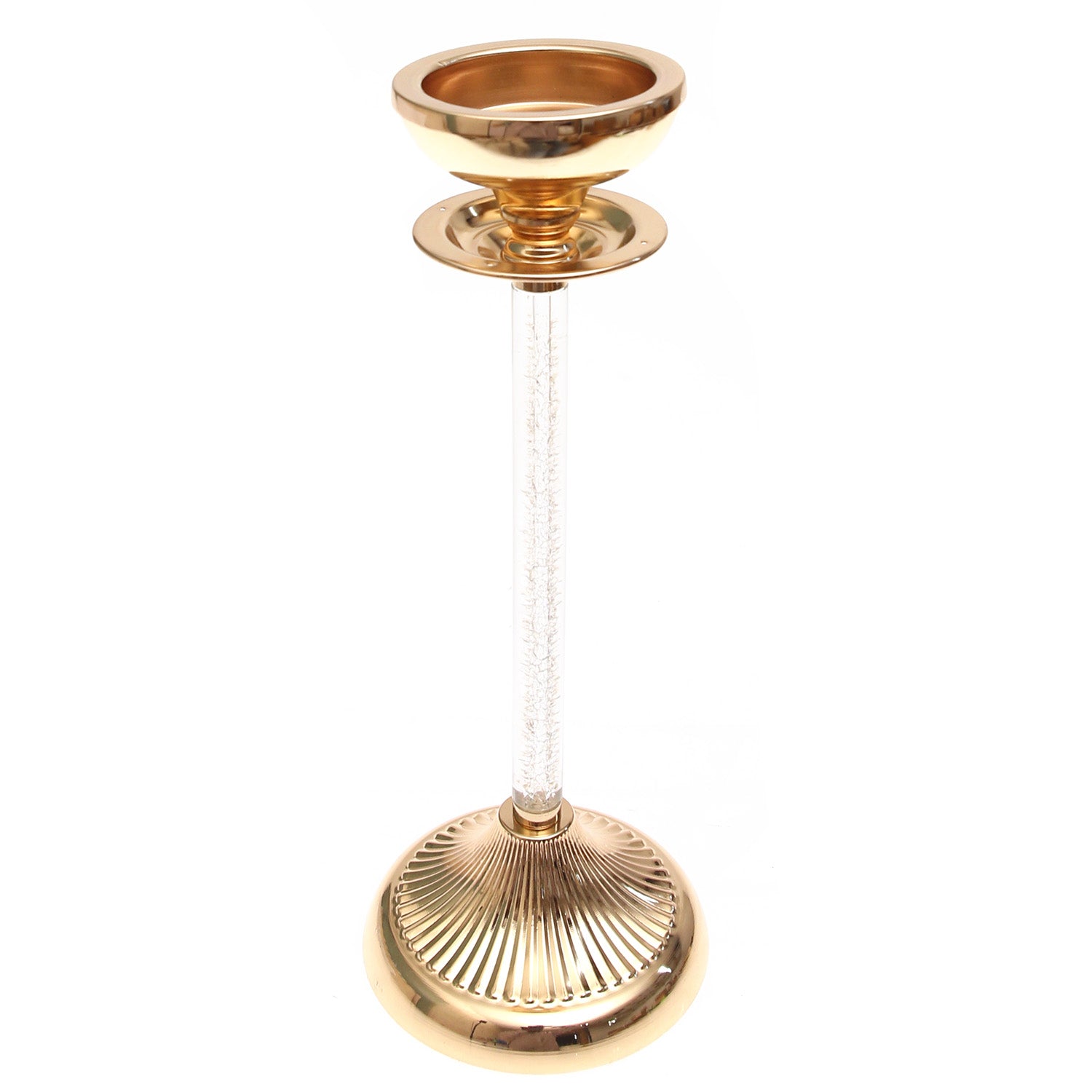 Golden Crystal Pillar Candle Holder – Large - Habitt