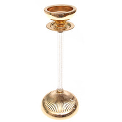 Golden Crystal Pillar Candle Holder – Large - Habitt