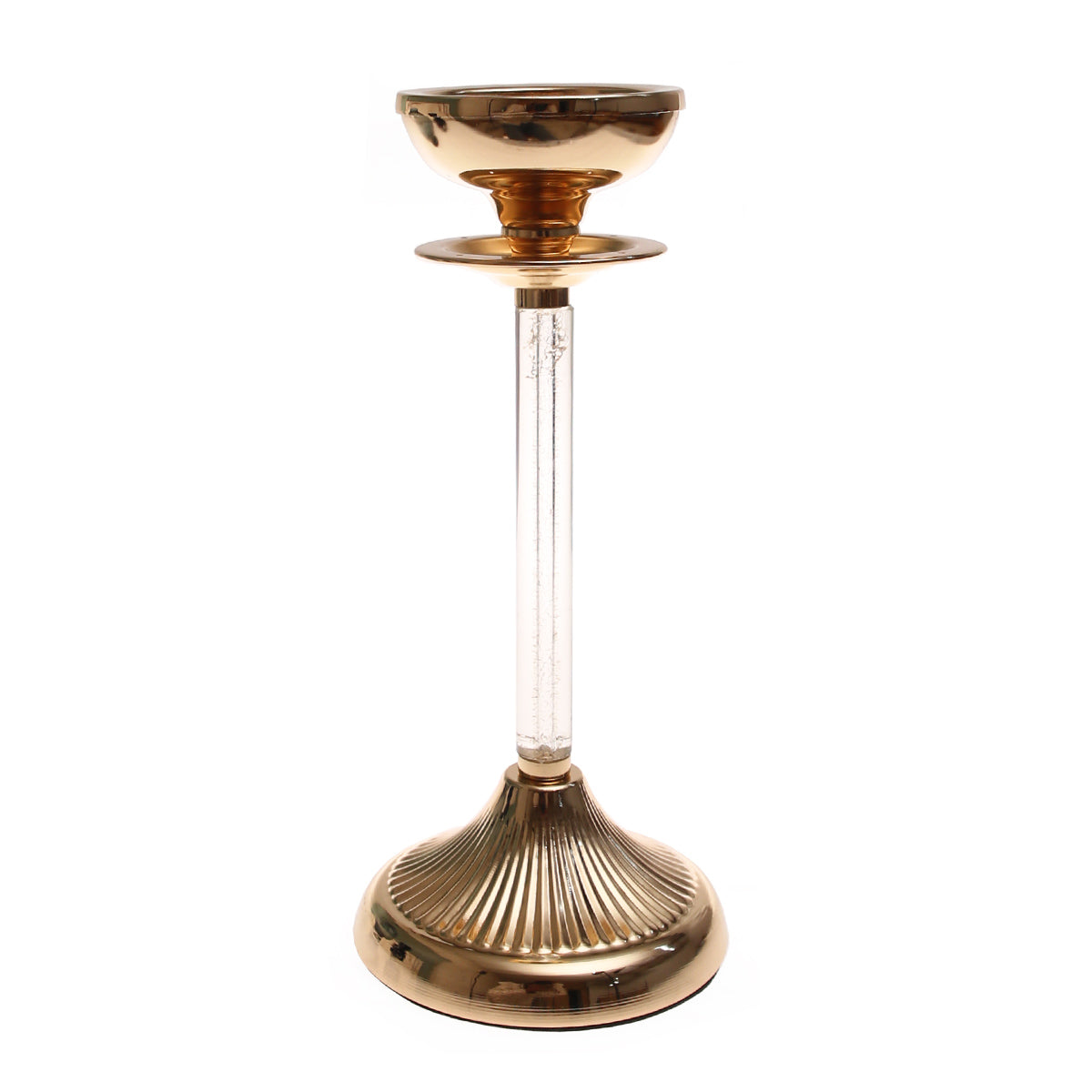 Golden Crystal Pillar Candle Holder – 7209 (Medium)Golden Crystal Pillar Candle Holder – 7209 (Medium) - Habitt